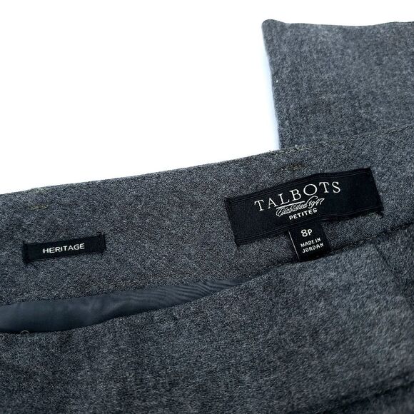 Talbots Petites Gray Wool Heritage Mid-Rise Dress Pants Sz 8P - Picture 2 of 13